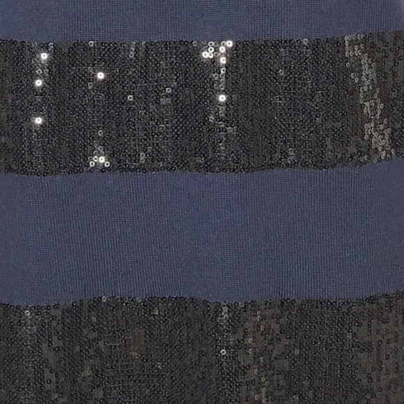 Alice + Olivia Navy Blue Wool and Black Sequin Striped Sleeveless Sweater Size L - Picture 9 of 9